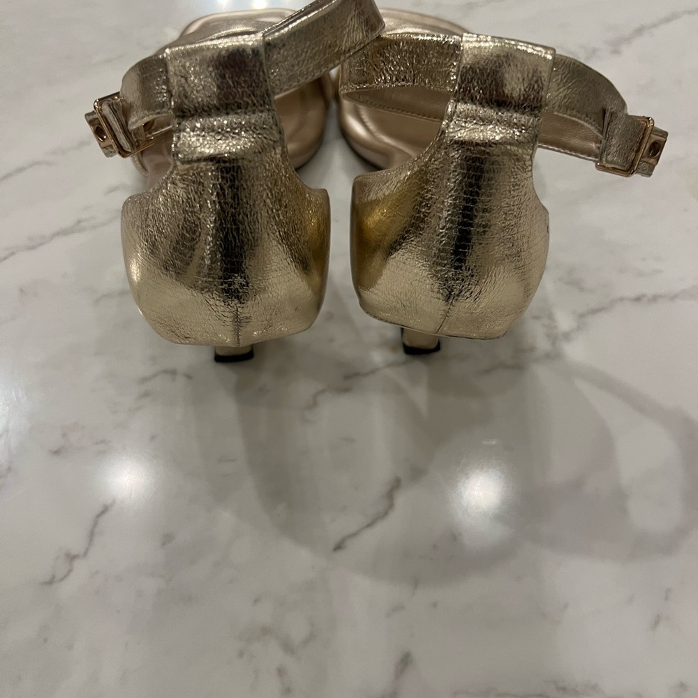 Franco Sarto Metallic Gold Heeled Sandals - Picture 6 of 9